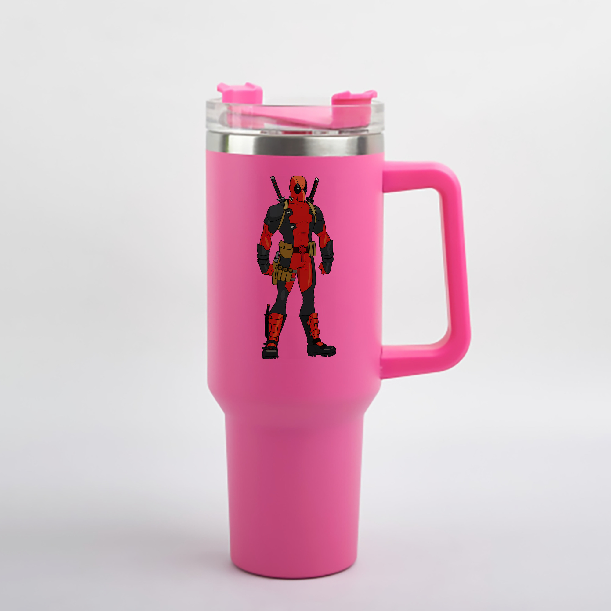（画像用） Deadpool デッドプール 1200mL車用タンブラー - クリスタルステッカー（プラスチックストロー付き）